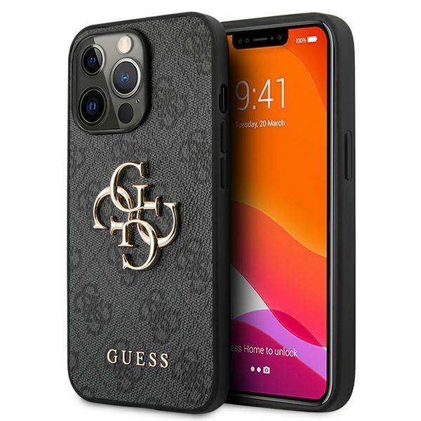Guess 4G elegante Luxus Schutzhülle für iPhone 13 Pro Metall Logo schwarz